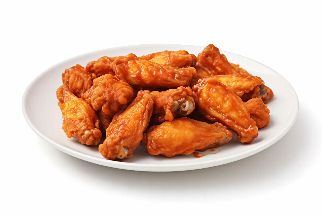 Chicken Wings in der Heißluftfritteuse zubereitet: Leckerere Chicken Wings auf einem weissen Teller