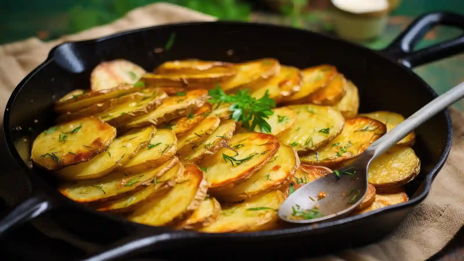 Gewürze für Bratkartoffeln: Leckere Bratkartoffeln in einer Pfanne