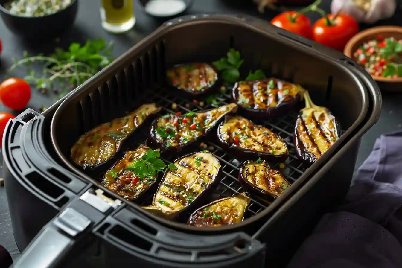Aubergine in der Heißluftfritteuse zubereiten Rezept