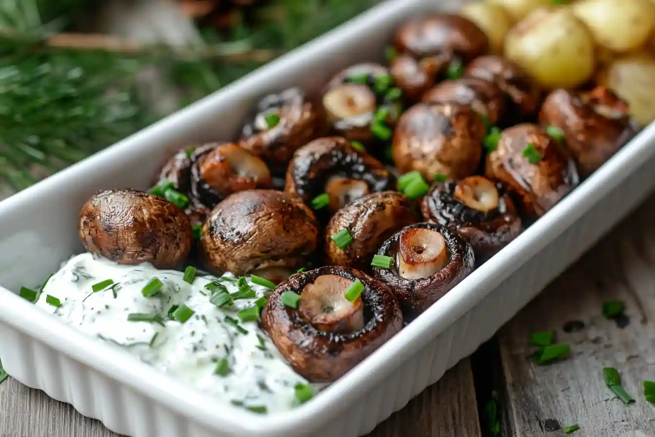 Champignons im Airfryer mit Knoblauchsoße