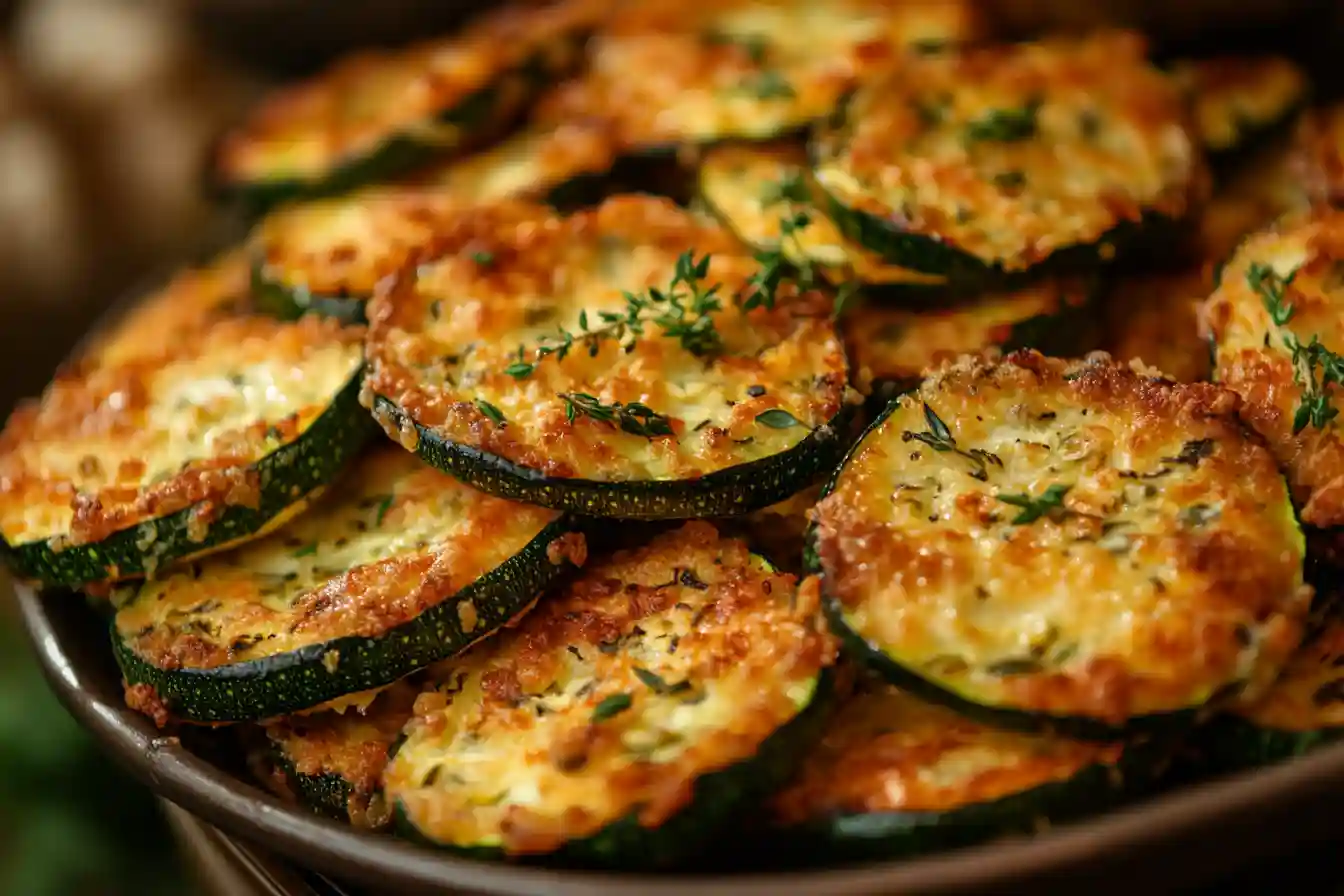 Leckere Zucchini Chips mit Parmesan in der Heißluftfritteuse zubereitet