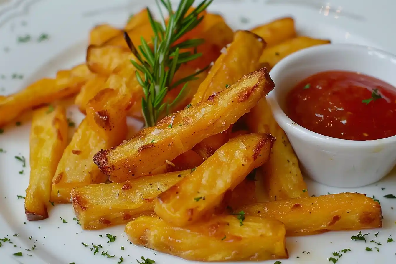 Süßkartoffel Pommes im Airfryer zubereitet
